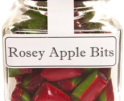 Rosey Apple Bits Boiled Lollies Rock Candy 130g Jars - Packed In Boxes of 12