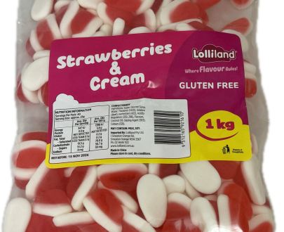 Strawberries & Cream 1kg Bulk Lollies Bag for Lolly Buffet - Lolliland