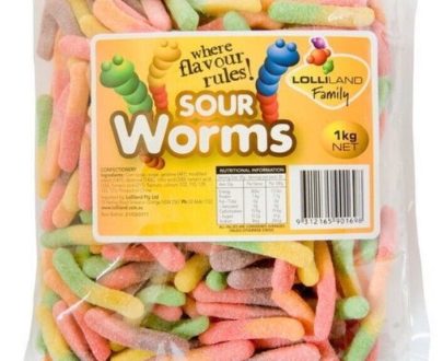 Sour Worms 1kg Bulk Lollies Bag for Lolly Buffet - Lolliland