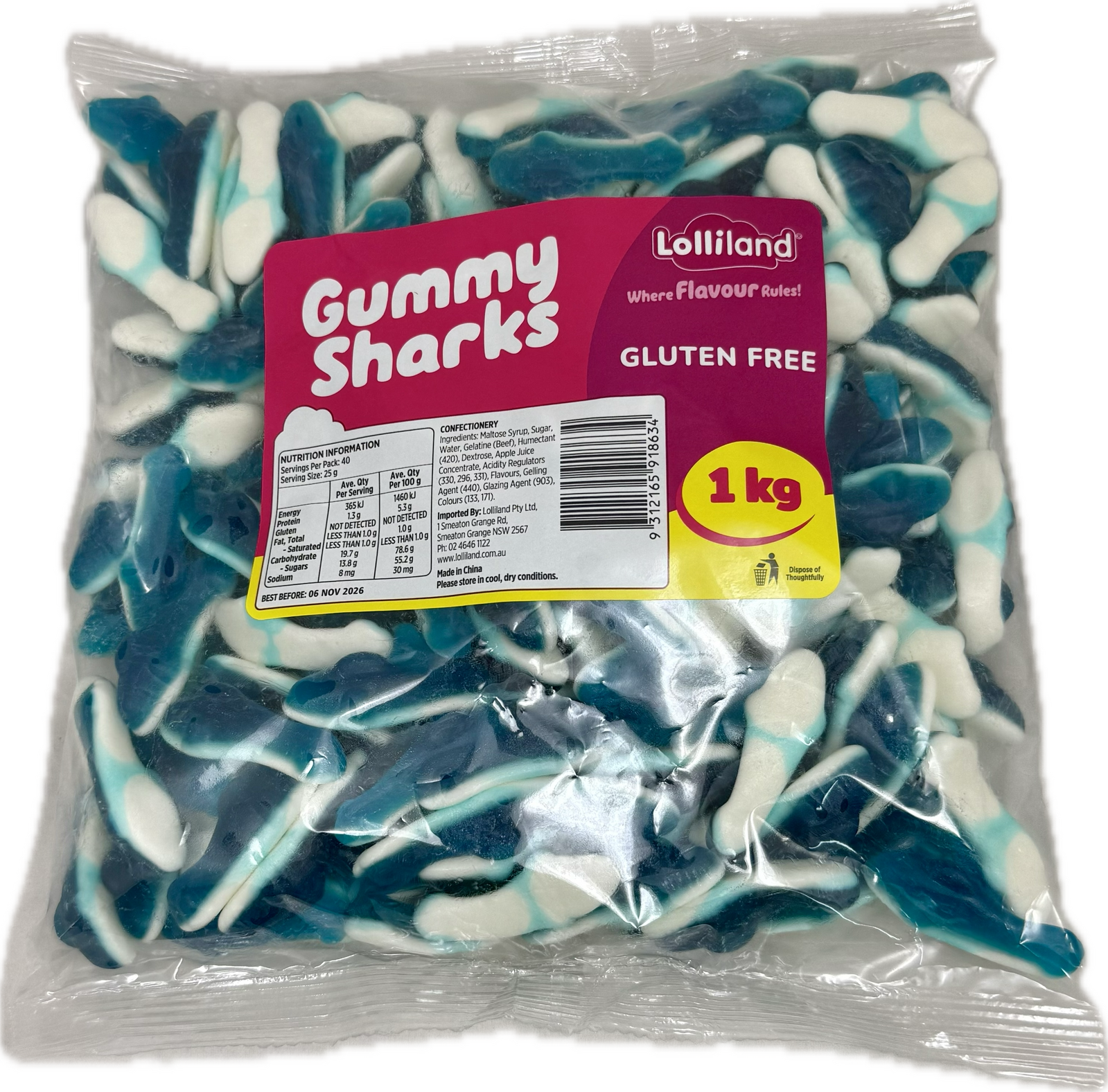 Gummy Shark 1KG Ocean Treats Gluten-Free - Lolliland