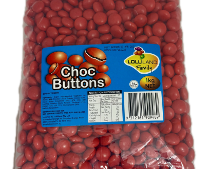Choc Buttons Red - Bulk 1kg Bag