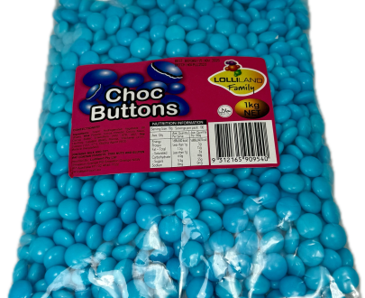 Choc Buttons Blue - Bulk 1kg Bag