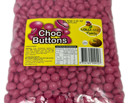 Choc Buttons Pink - Bulk 1kg Bag