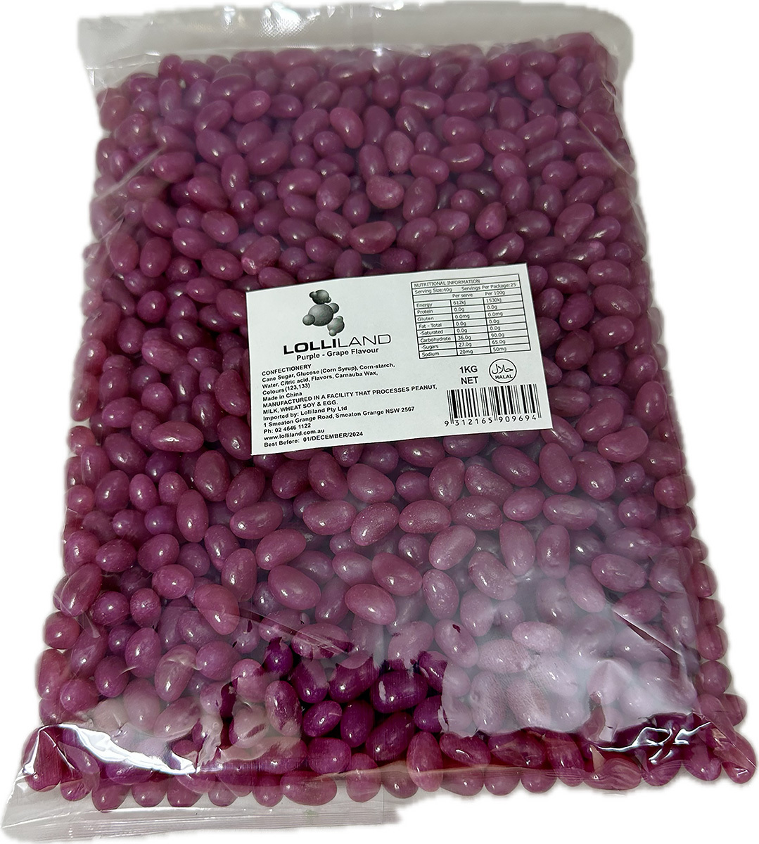 Purple Jelly Beans - 1kg Bulk Bag