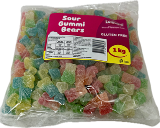 Sour Gummy Bears - Mixed colours - Gluten Free - 8kg Carton