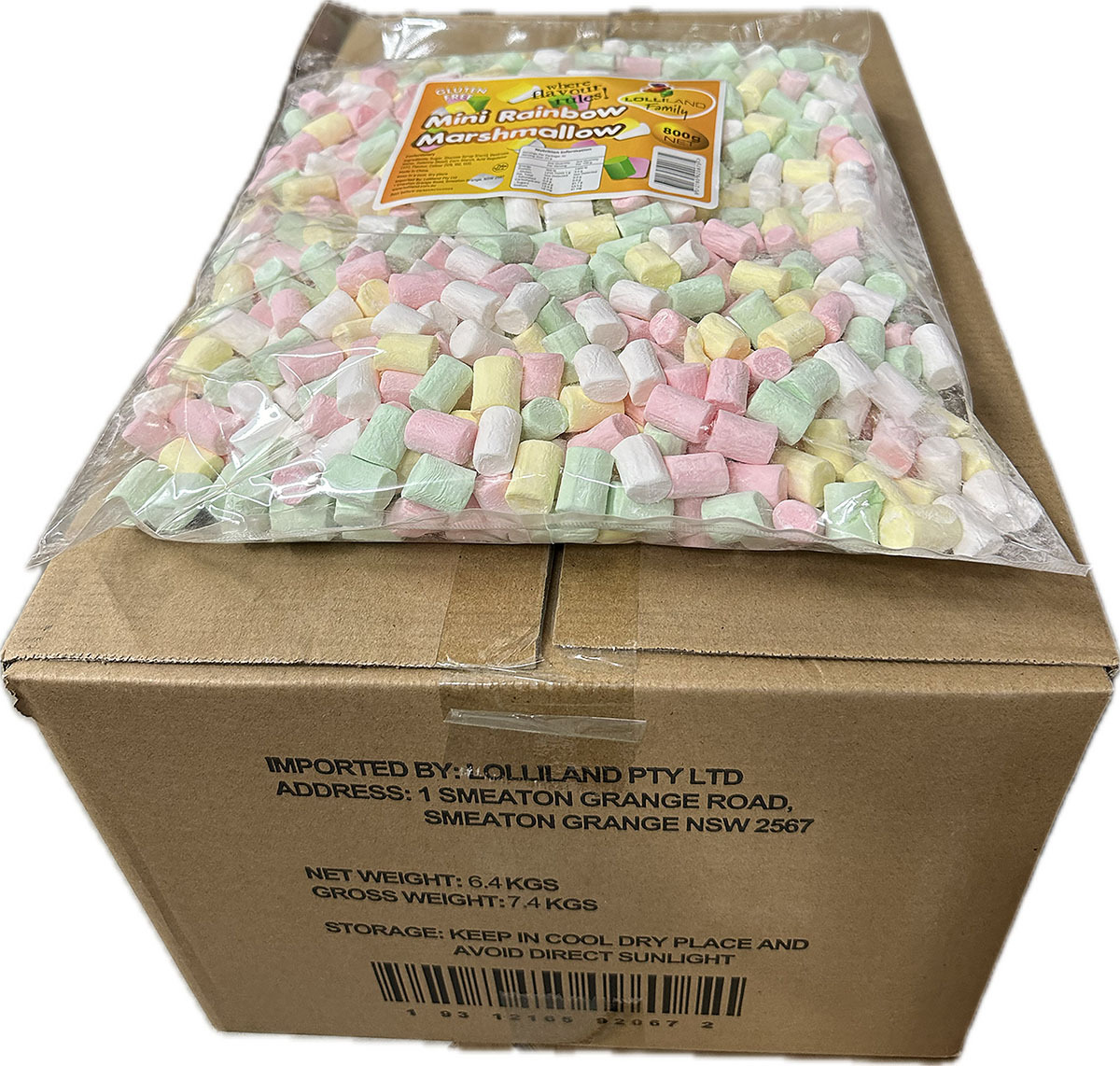 Rainbow Mini Marshmallows 800g - 8 pack Bulk Carton