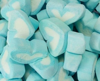 Blue & White Marshmallow Hearts 800g  ( Best Before - February 5