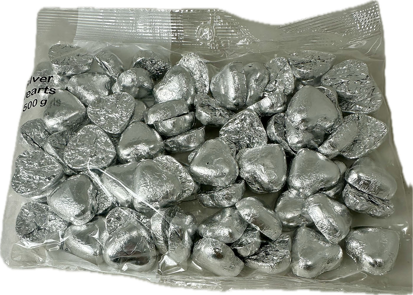 Silver Chocolate Hearts 500g