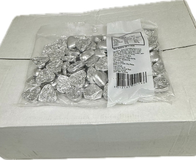 Silver Chocolate Hearts 500g Carton of 12