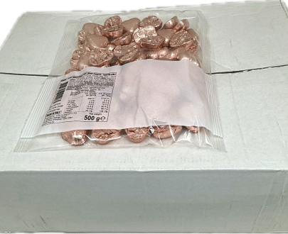 Rose Gold Chocolate Hearts 500g Carton of 12