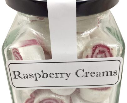Raspberry Creams Boiled Lollies or Rock Candy 130g Jars - Carton of 12 ( Best Before - October 31