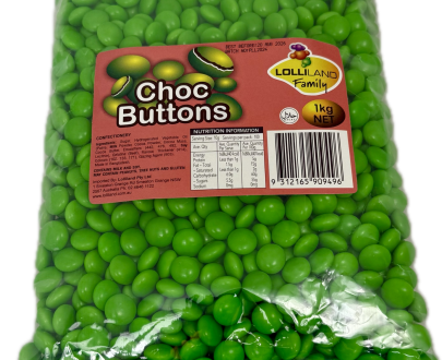 Choc Buttons Green - Bulk 1kg Bag