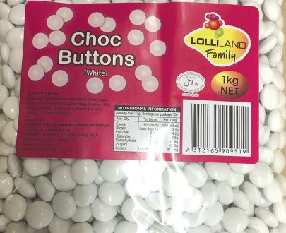 Choc Buttons White - Bulk 1kg Bag