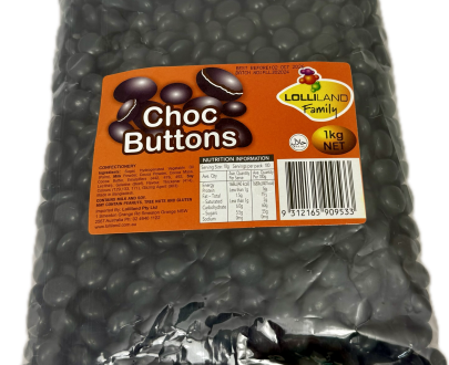 Choc Buttons Black - Bulk 1kg Bag