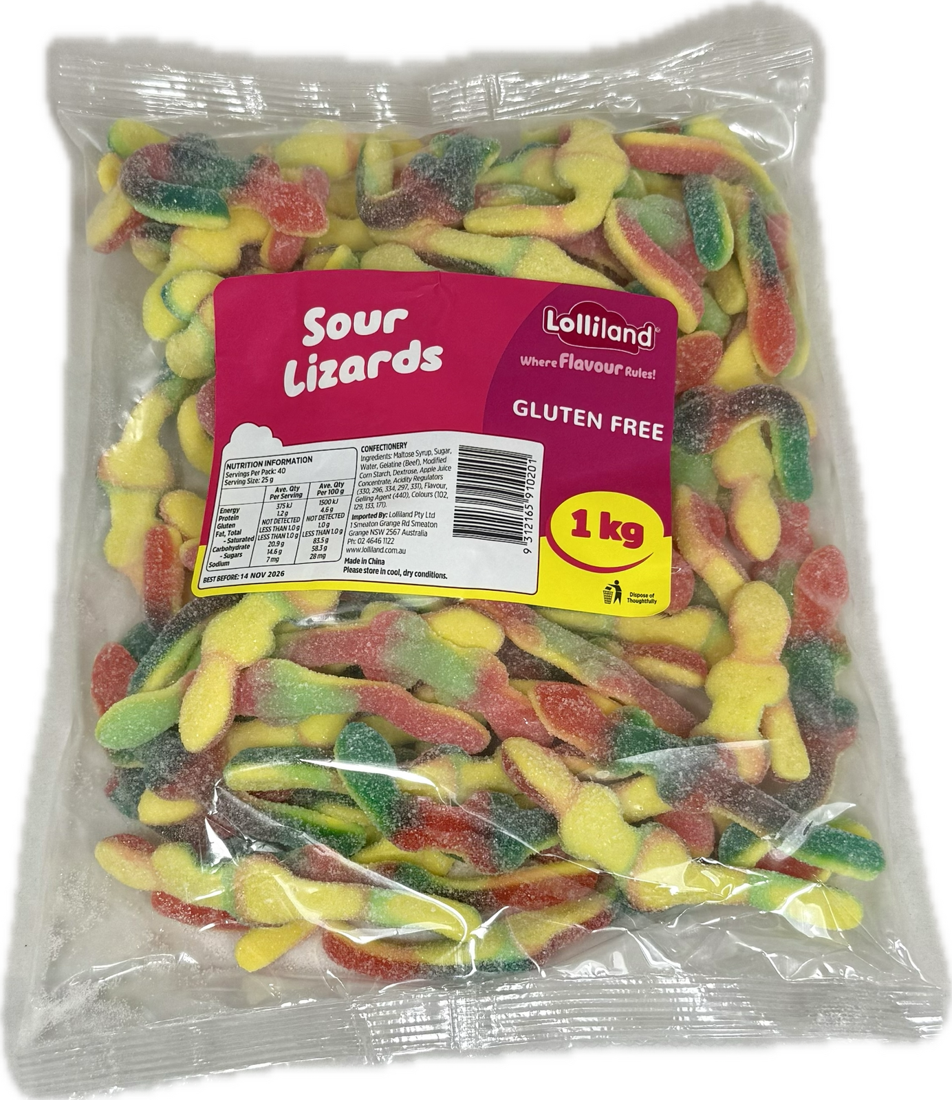Gummy Sour Lizard 1kg Wildly Delicious - Lolliland
