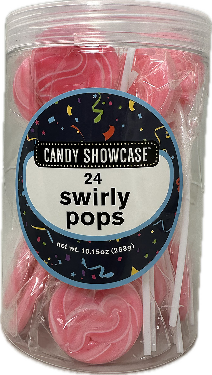 Swirly Pops - Pink - Tub of 24x12g - Carton of 12 ( Best Before- April 2026 )