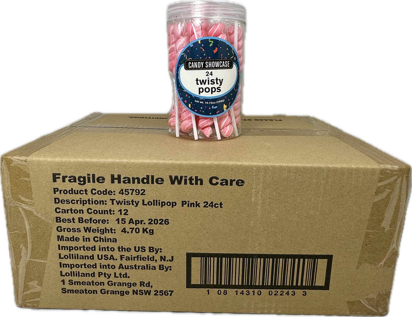 Twist Pop Pink 24Pk 288G - Tub of 24x12g - Carton of 12