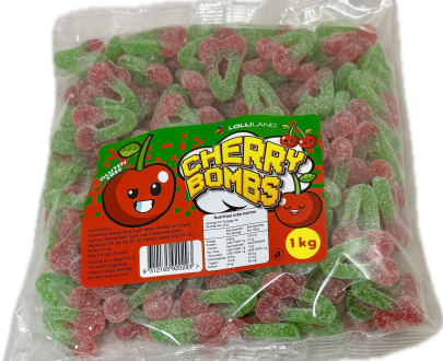 Gummi Sour Cherry Bombs - Gluten Free - 8 x 1kg Carton