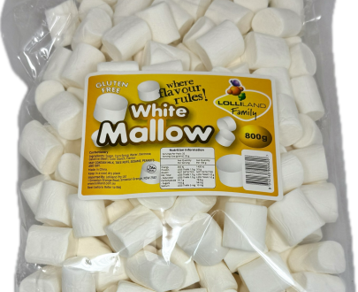 White Cylinder Mallow 800g Bulk Lollies Bag - Lolliland