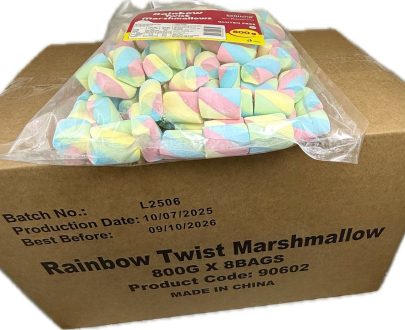 Rainbow Twists Marshmallows 800g - 8 pack Bulk Carton