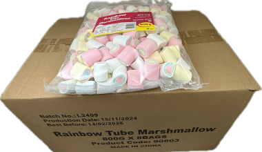 Rainbow Tube Mallows 800g -  8 pack Bulk Carton