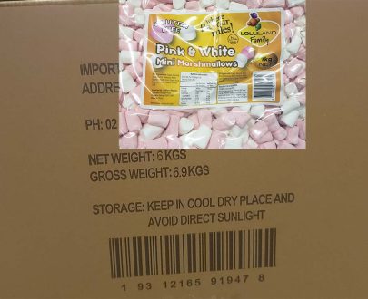 Pink and White Mini Marshmallows 800g -  8 pack Bulk Carton