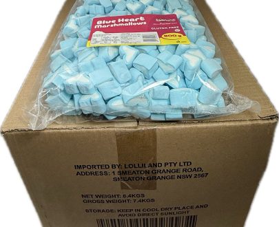 Blue Marshmallow Heart 800g -  8 pack Bulk Carton