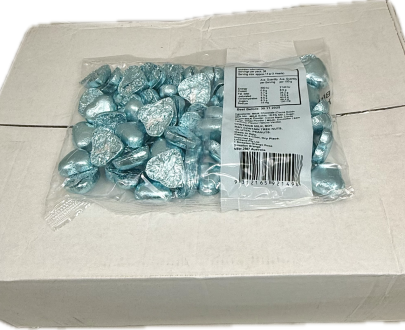 Blue Chocolate Hearts 500g Carton of 12 ( Best before - June 30.2026 )