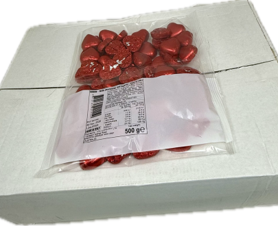 Red Chocolate Hearts 500g Carton of 12