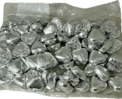 Silver Chocolate Hearts 500g