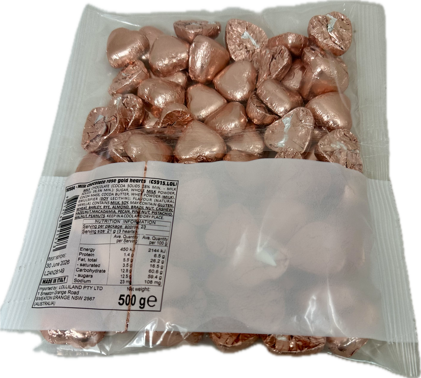 Rose Gold Chocolate Hearts 500g