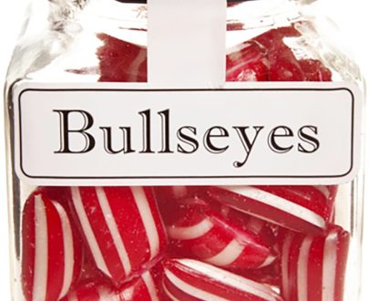 Bullseyes Peppermint Boiled Lollies 130g Jar  ( Best Before - Feb 28
