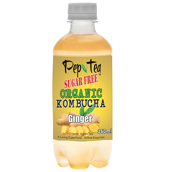 Organic Kombucha Tea - Ginger - Sugar Free Drinks - 350ml Box of 12