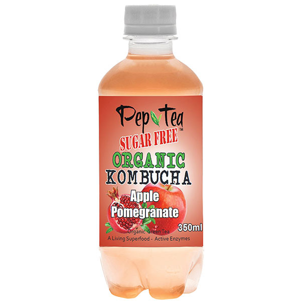 Organic Kombucha - Apple Pomegranate Sugar Free 350ml Box of 12